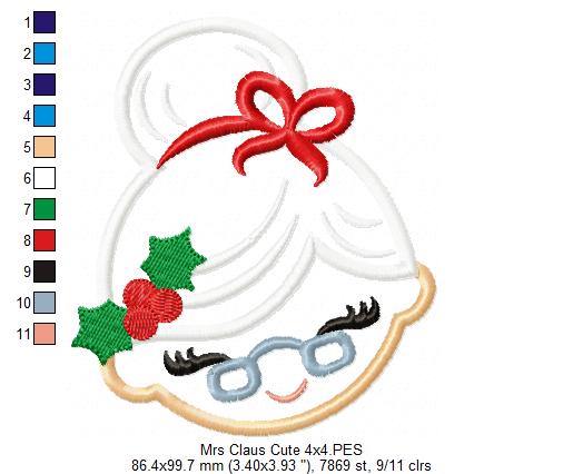 Mrs. Claus Cute - Applique - Machine Embroidery Design