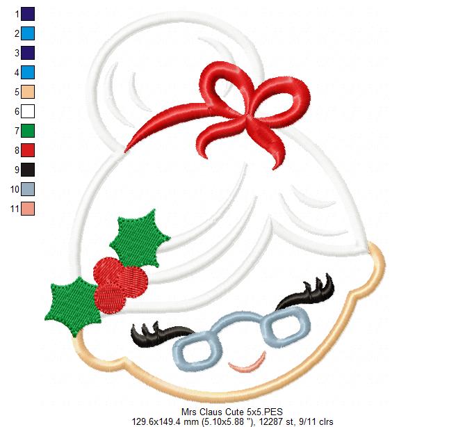 Mrs. Claus Cute - Applique - Machine Embroidery Design