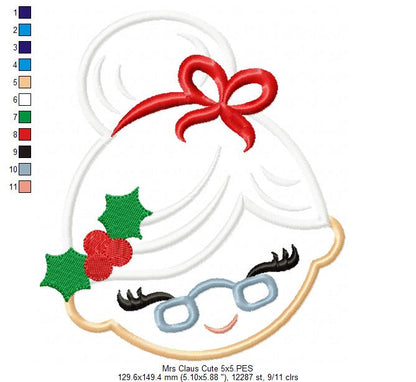 Mrs. Claus Cute - Applique - Machine Embroidery Design