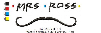Friends Mr. Rachel & Mrs. Ross - Fill Stitch Embroidery