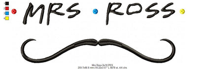 Friends Mr. Rachel & Mrs. Ross - Fill Stitch Embroidery