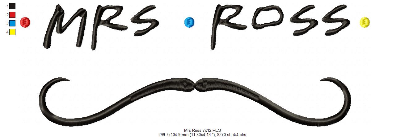 Friends Mr. Rachel & Mrs. Ross - Fill Stitch Embroidery