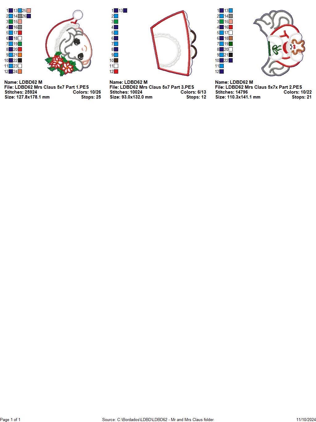 Santa and Mrs. Claus Set - ITH Project - Machine Embroidery Design