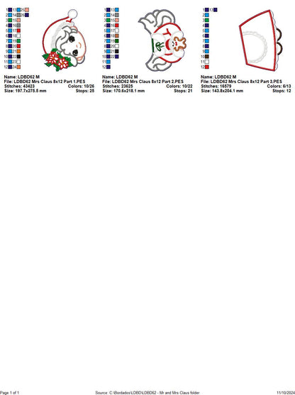 Santa and Mrs. Claus Set - ITH Project - Machine Embroidery Design