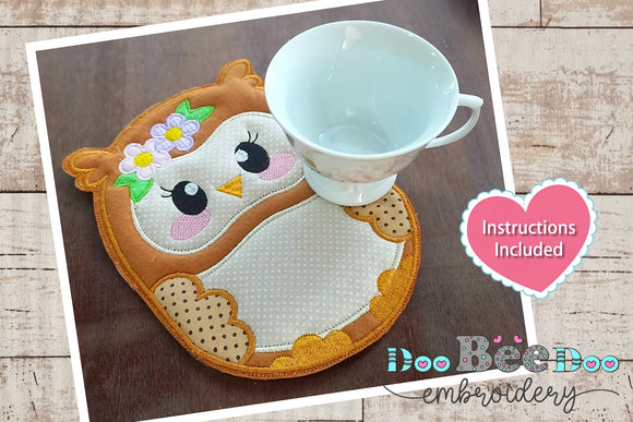 Owl Mug Rug - ITH Project - Machine Embroidery Design