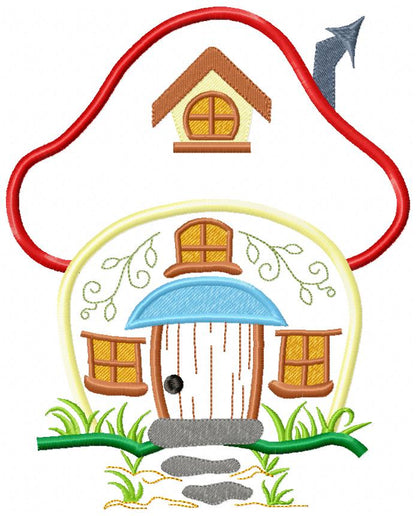 Mushroom House 🏡🍄 – Applique - Machine Embroidery Design