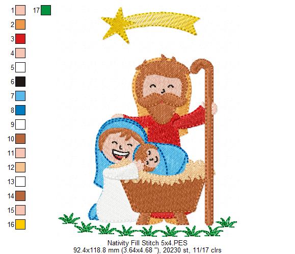 Happy Nativity - Fill Stitch - Machine Embroidery Design