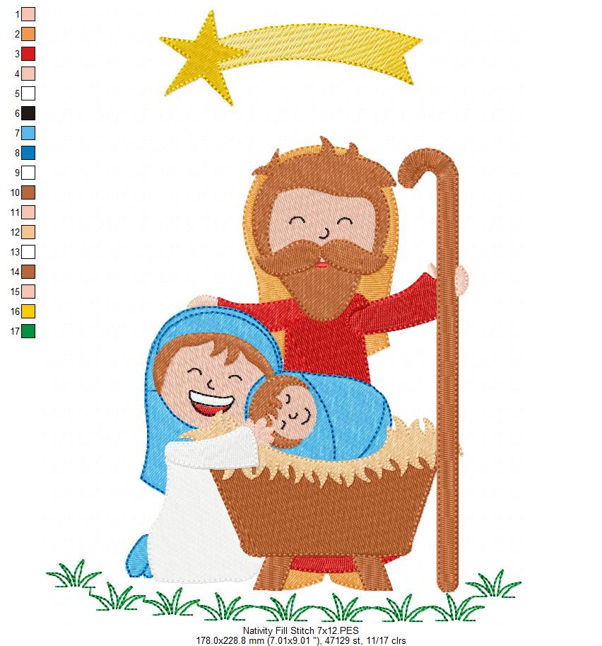 Happy Nativity - Fill Stitch - Machine Embroidery Design