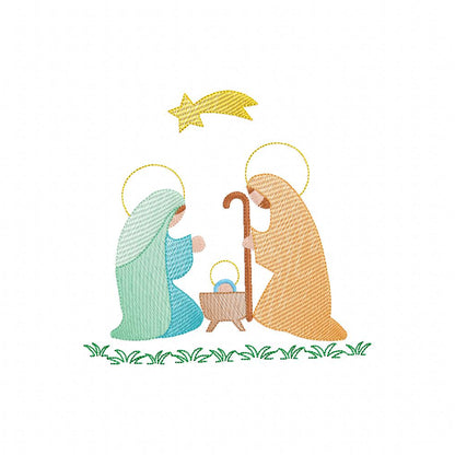 Christmas Nativity - Rippled Stitch - Machine Embroidery Design