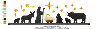 Christmas Nativity Scene - Fill Stitch - Machine Embroidery Design