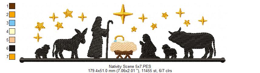 Christmas Nativity Scene - Fill Stitch - Machine Embroidery Design