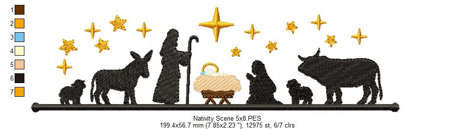 Christmas Nativity Scene - Fill Stitch - Machine Embroidery Design