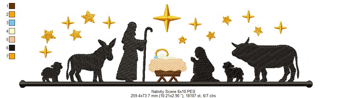 Christmas Nativity Scene - Fill Stitch - Machine Embroidery Design