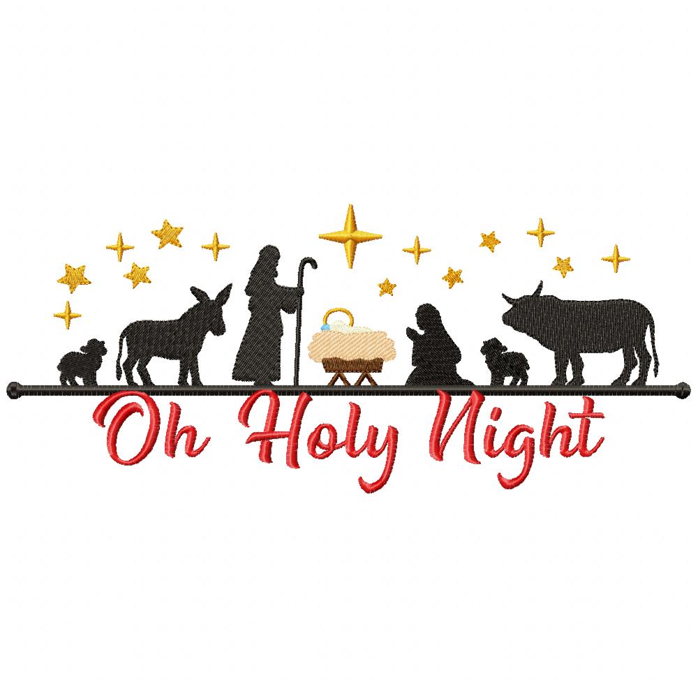 Christmas Oh Holy Night Nativity Scene - Fill Stitch - Machine Embroidery Design