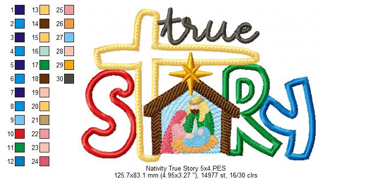 Christmas Nativity True Story - Applique - Machine Embroidery Design