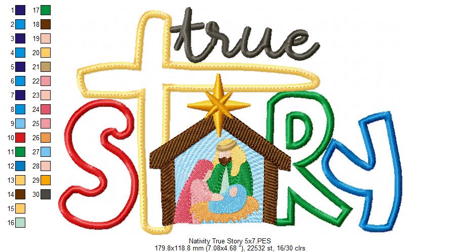 Christmas Nativity True Story - Applique - Machine Embroidery Design