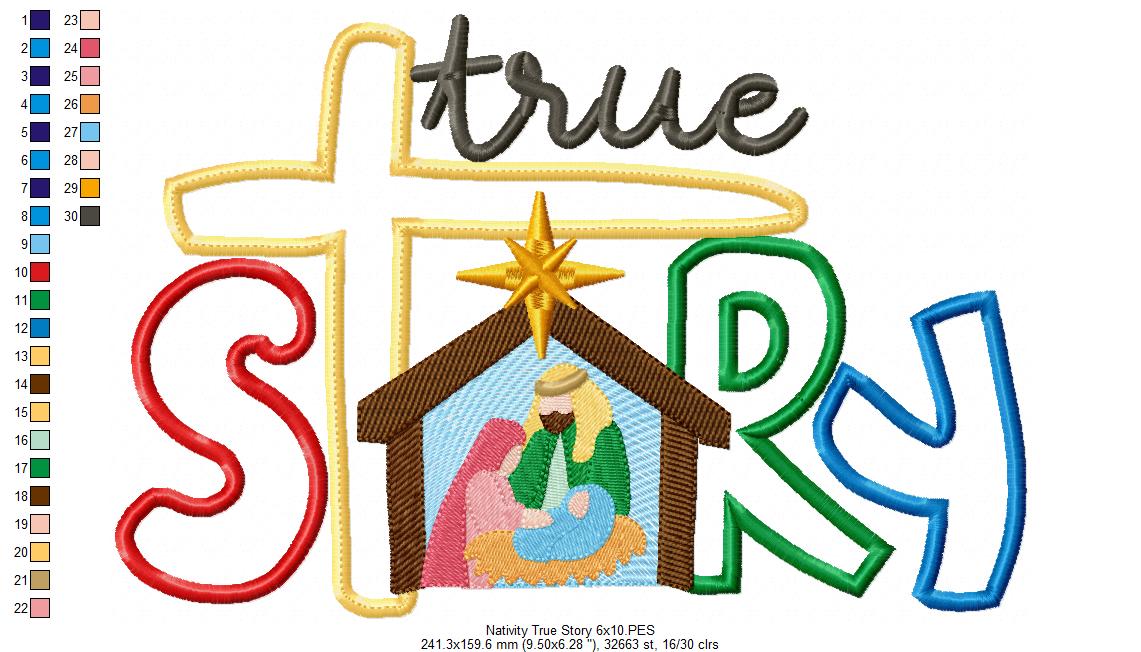 Christmas Nativity True Story - Applique - Machine Embroidery Design