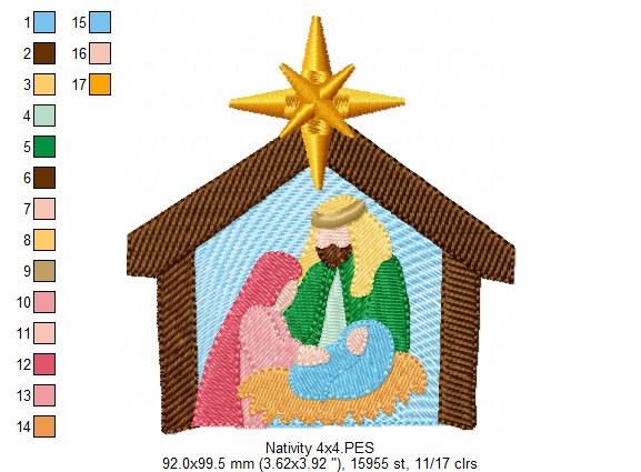 Nativity - Fill Stitch - Machine Embroidery Design