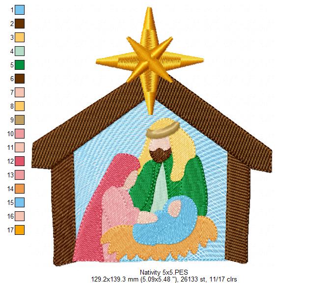 Nativity - Fill Stitch - Machine Embroidery Design