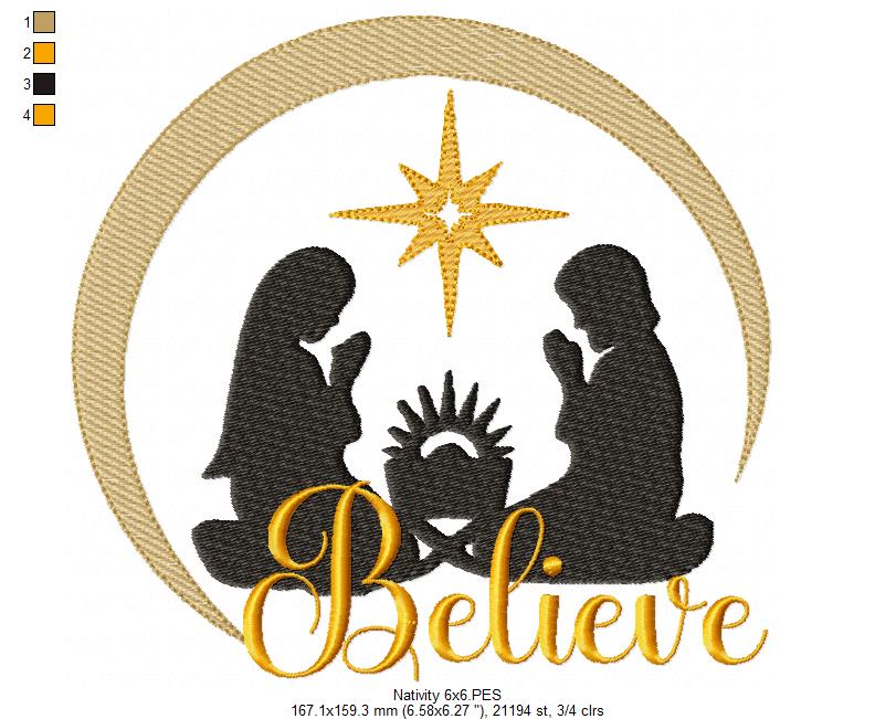 Silent Night Trio: The Holy Family – Fill Stitch – Machine Embroidery Design