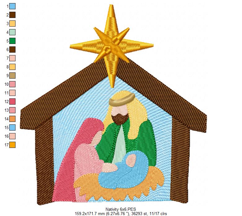 Nativity - Fill Stitch - Machine Embroidery Design