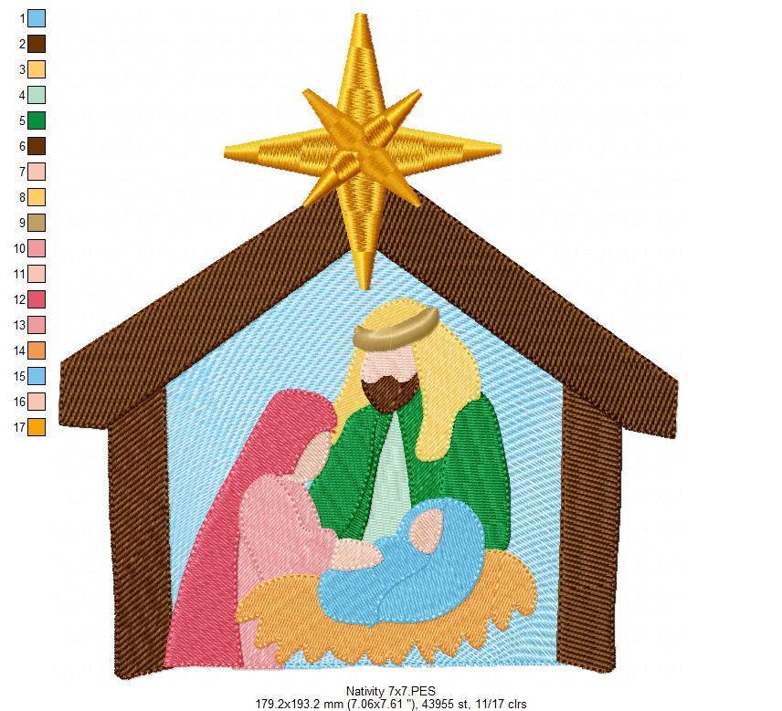 Nativity - Fill Stitch - Machine Embroidery Design