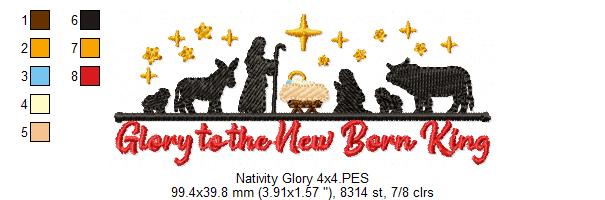 Blessed Manger Night Scene – fill stitch – Machine Embroidery Design