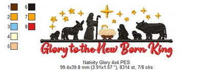 Blessed Manger Night Scene – fill stitch – Machine Embroidery Design