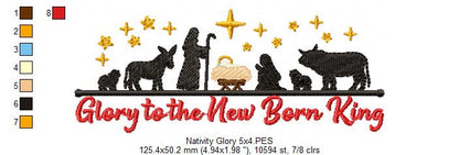 Blessed Manger Night Scene – fill stitch – Machine Embroidery Design