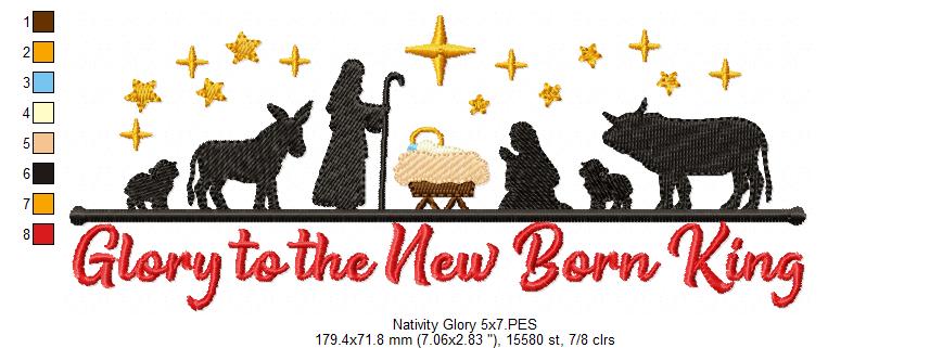 Blessed Manger Night Scene – fill stitch – Machine Embroidery Design
