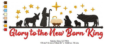 Blessed Manger Night Scene – fill stitch – Machine Embroidery Design