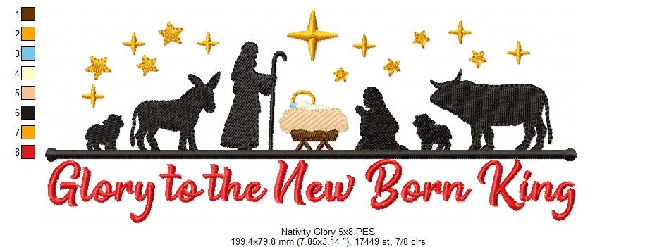 Blessed Manger Night Scene – fill stitch – Machine Embroidery Design
