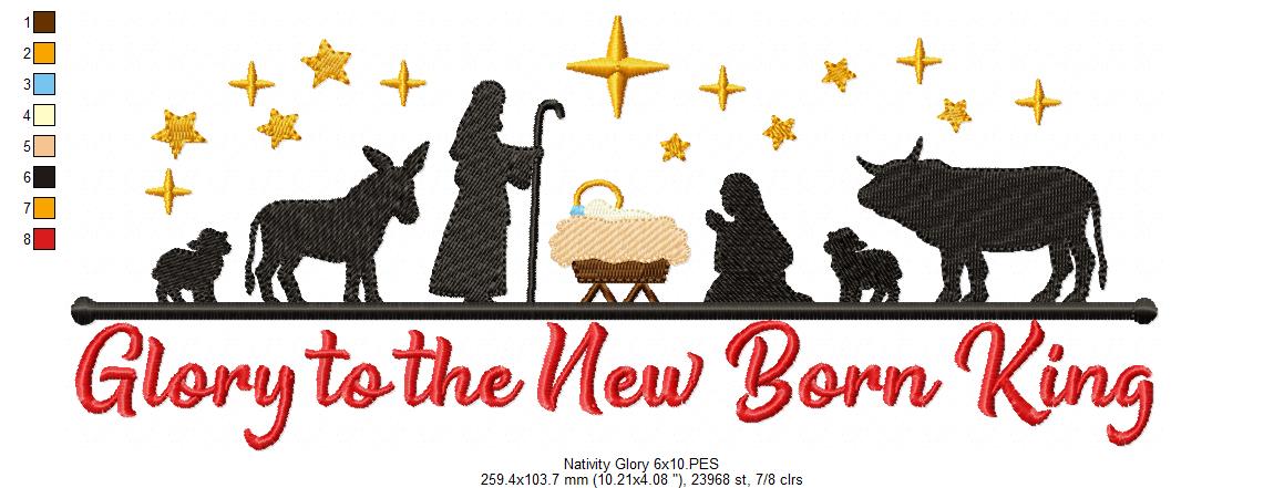Blessed Manger Night Scene – fill stitch – Machine Embroidery Design