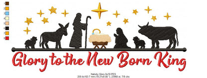 Blessed Manger Night Scene – fill stitch – Machine Embroidery Design