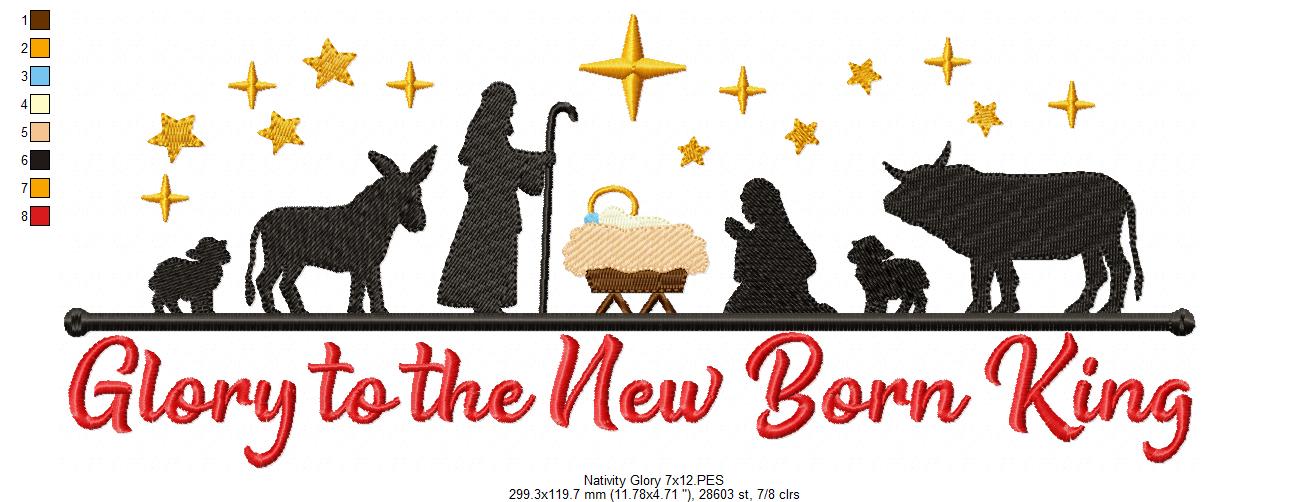Blessed Manger Night Scene – fill stitch – Machine Embroidery Design