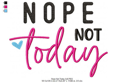 Nope Not Today ... All Peopled Out - Fill Stitch - Set of 2 designs - Machine Embroidery Design
