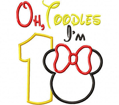 Mouse Ears Girl Oh Toodles Numbers 1-9 Birthday Set Numbers - Applique