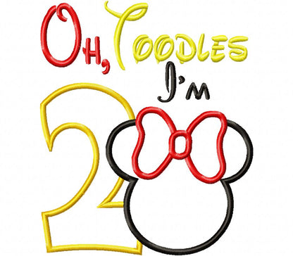 Mouse Ears Girl Oh Toodles Numbers 1-9 Birthday Set Numbers - Applique