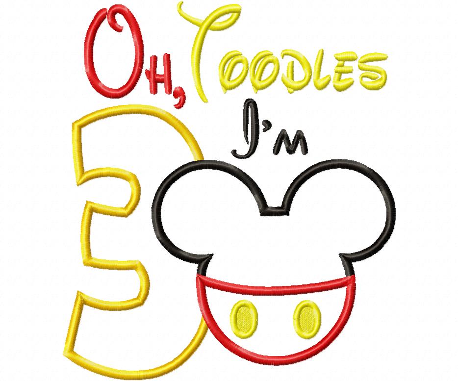 Oh Toodles I'm 3 Mouse Ears Boy Number 3 Three 3rd Birthday - Applique Embroidery