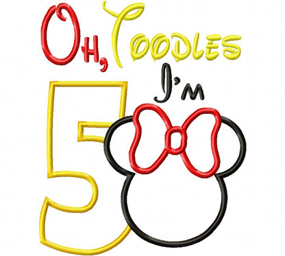 Mouse Ears Girl Oh Toodles Numbers 1-9 Birthday Set Numbers - Applique