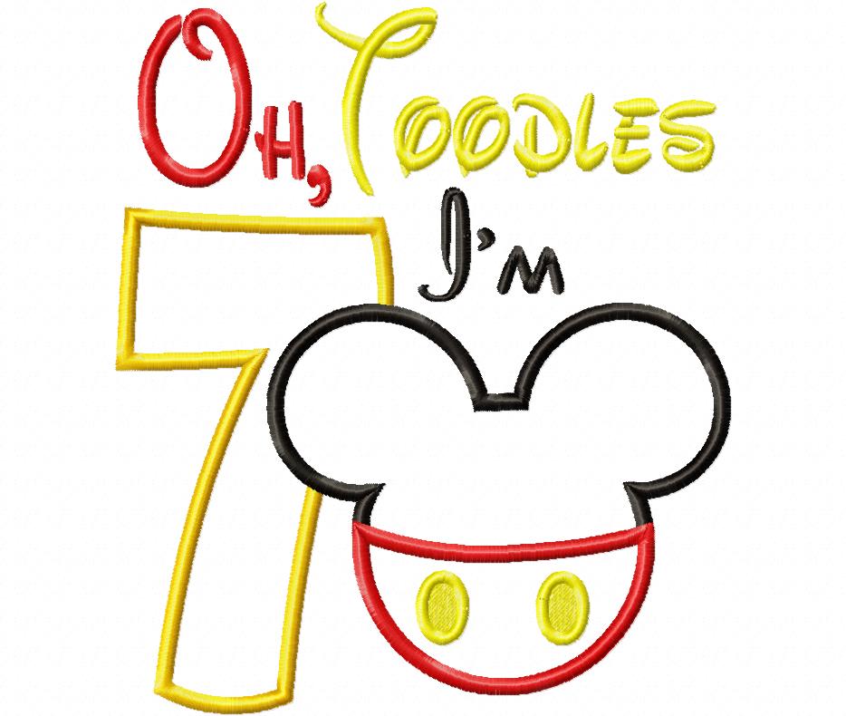 Oh Toodles I'm 7 Mouse Ears Boy Number 7 Seventh 7th Birthday - Applique Embroidery