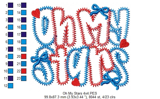 ⭐ Oh My Stars ✨ – Applique – Machine Embroidery Design