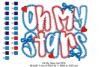 ⭐ Oh My Stars ✨ – Applique – Machine Embroidery Design