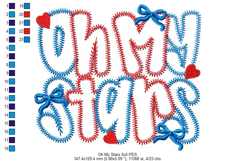 ⭐ Oh My Stars ✨ – Applique – Machine Embroidery Design