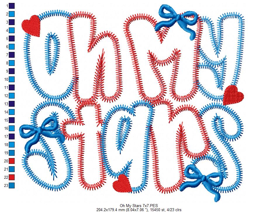 ⭐ Oh My Stars ✨ – Applique – Machine Embroidery Design