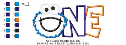 Little Blue Monster One - Applique - Machine Embroidery Design