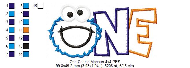 Little Blue Monster One - Applique - Machine Embroidery Design