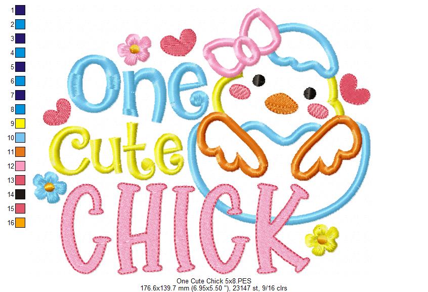 One Cute Chick - Applique - Machine Embroidery Design