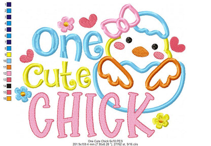 One Cute Chick - Applique - Machine Embroidery Design