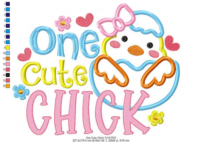 One Cute Chick - Applique - Machine Embroidery Design